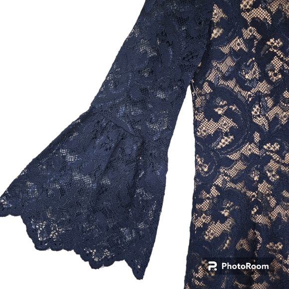 Eliza J Dress Womens 3/4 Bell Sleeves Lace Lined Scallop Edge US10 - Picture 4 of 5